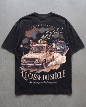 Tee lourd « Le Casse du Siècle » — noir délavé
