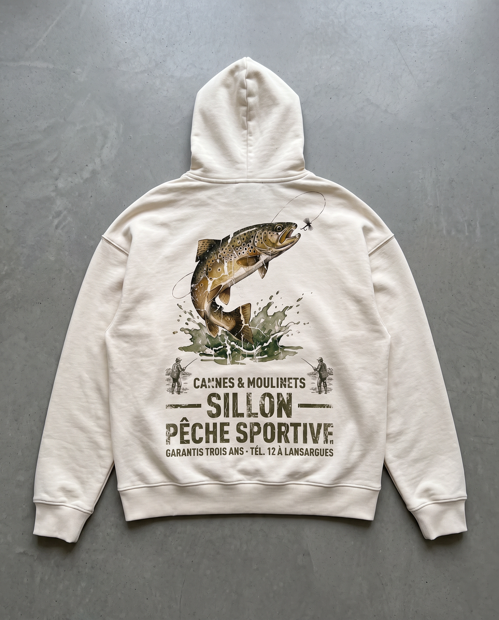 Hoodie lourd « Cannes & Moulinets » — écru