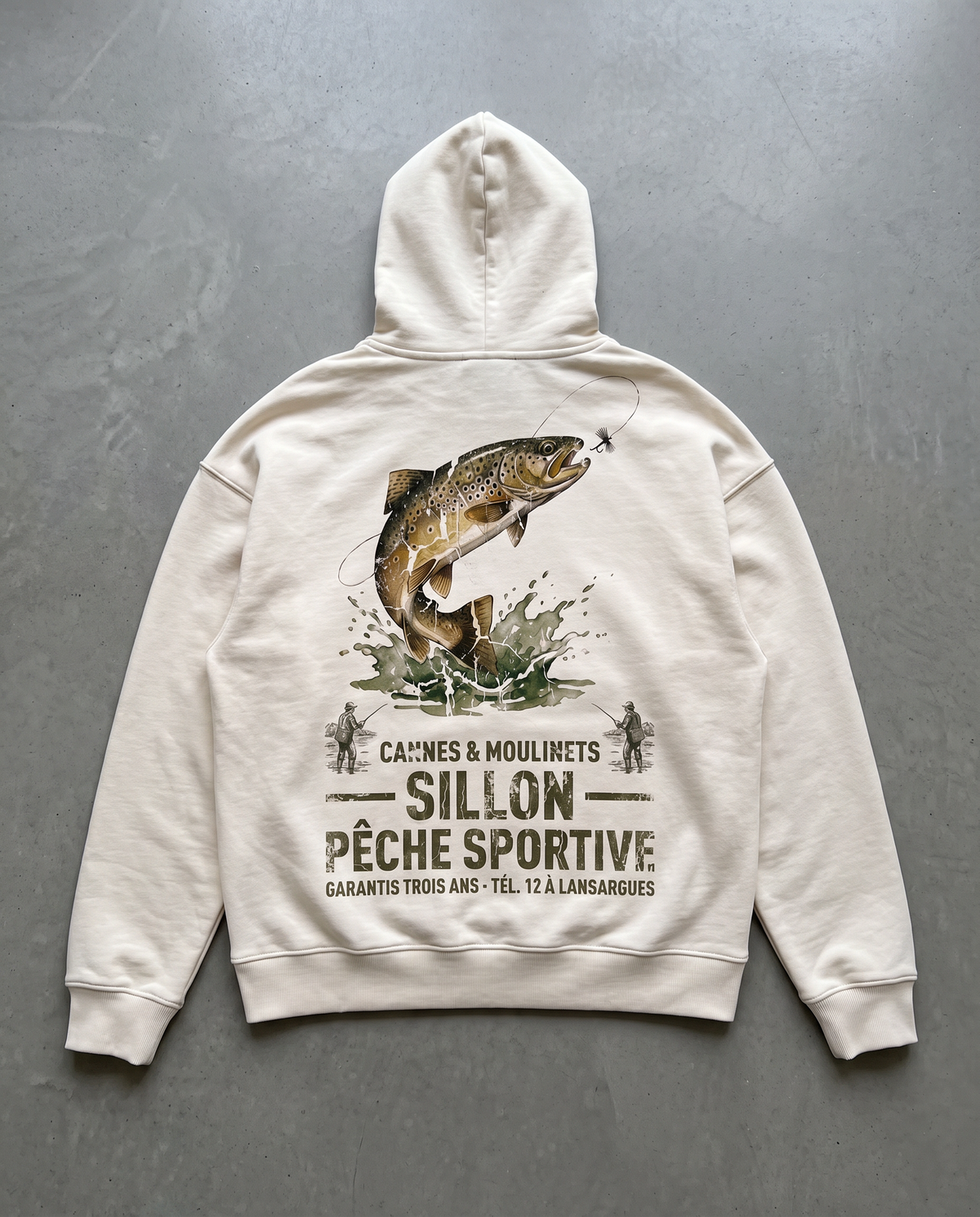 Hoodie lourd « Cannes & Moulinets » — écru