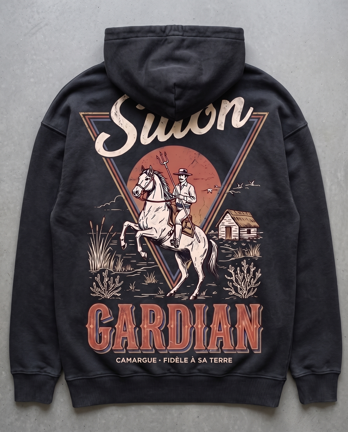 Hoodie lourd « L'Original Gardian » — noir délavé