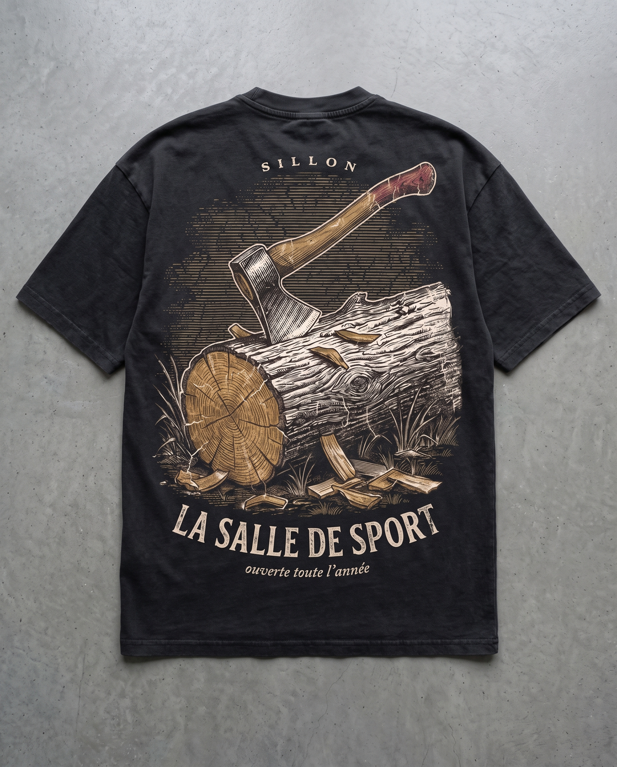 Tee lourd « La Salle de Sport » — noir délavé