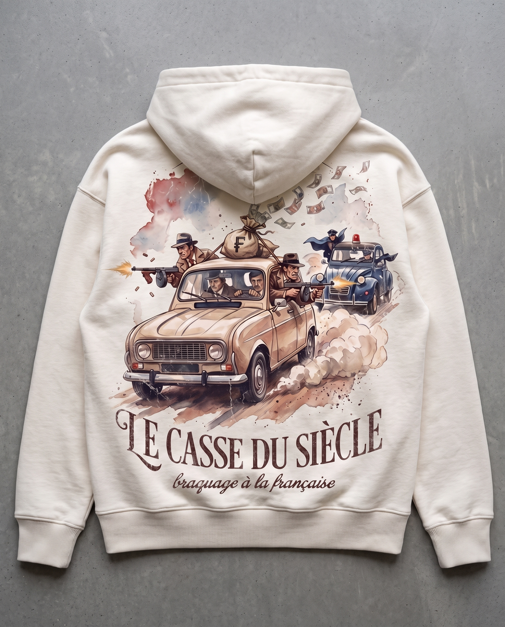 Hoodie lourd « Le Casse du Siècle » — écru