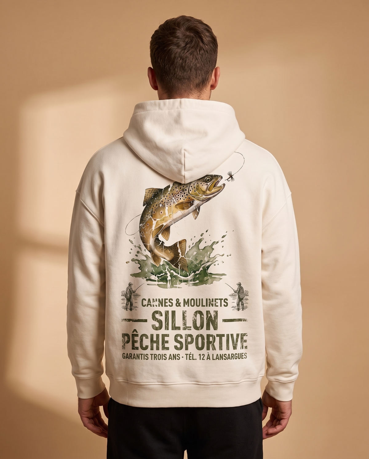 Hoodie lourd « Cannes & Moulinets » — écru