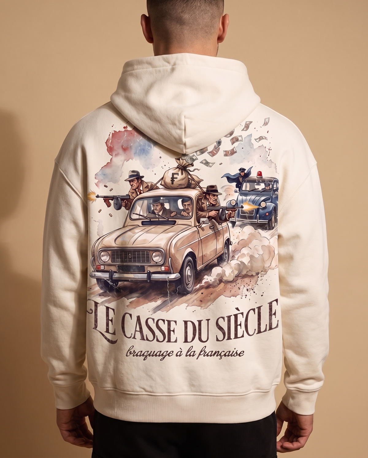 Hoodie lourd « Le Casse du Siècle » — écru