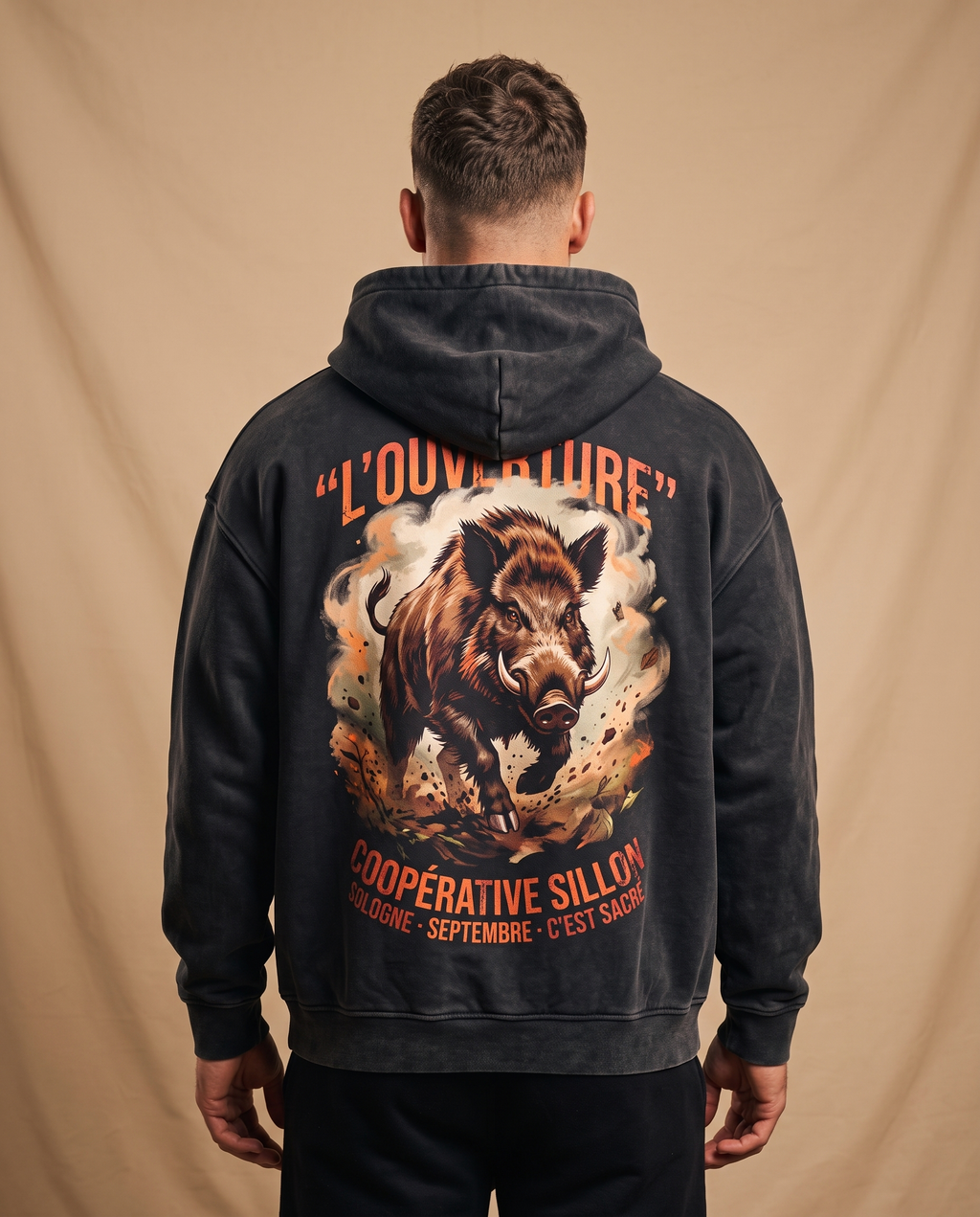 Hoodie lourd « L'Ouverture » — noir délavé