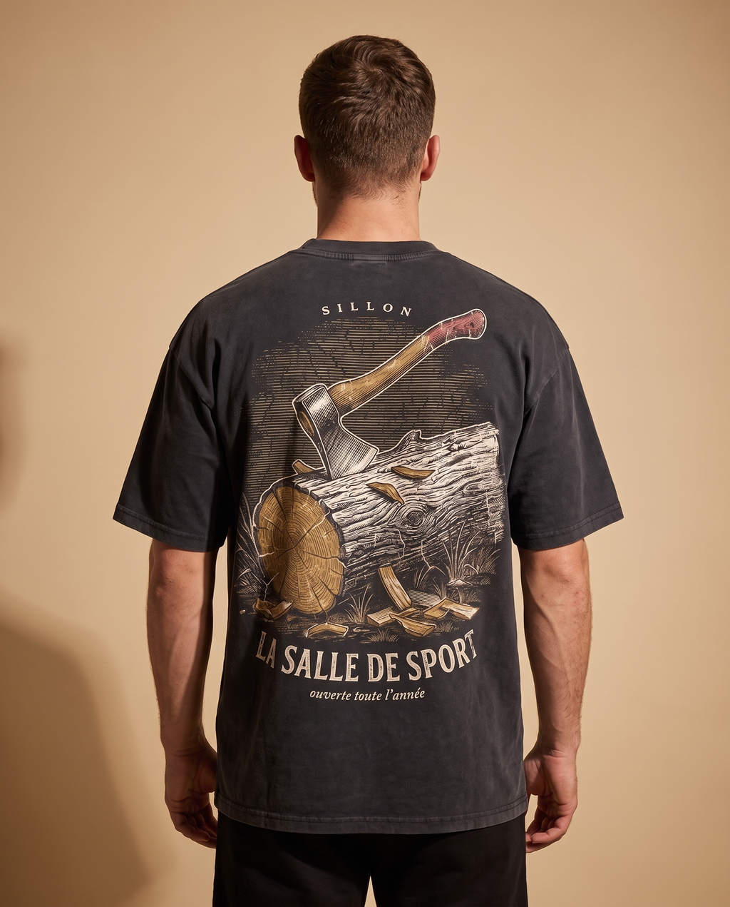 Tee lourd « La Salle de Sport » — noir délavé