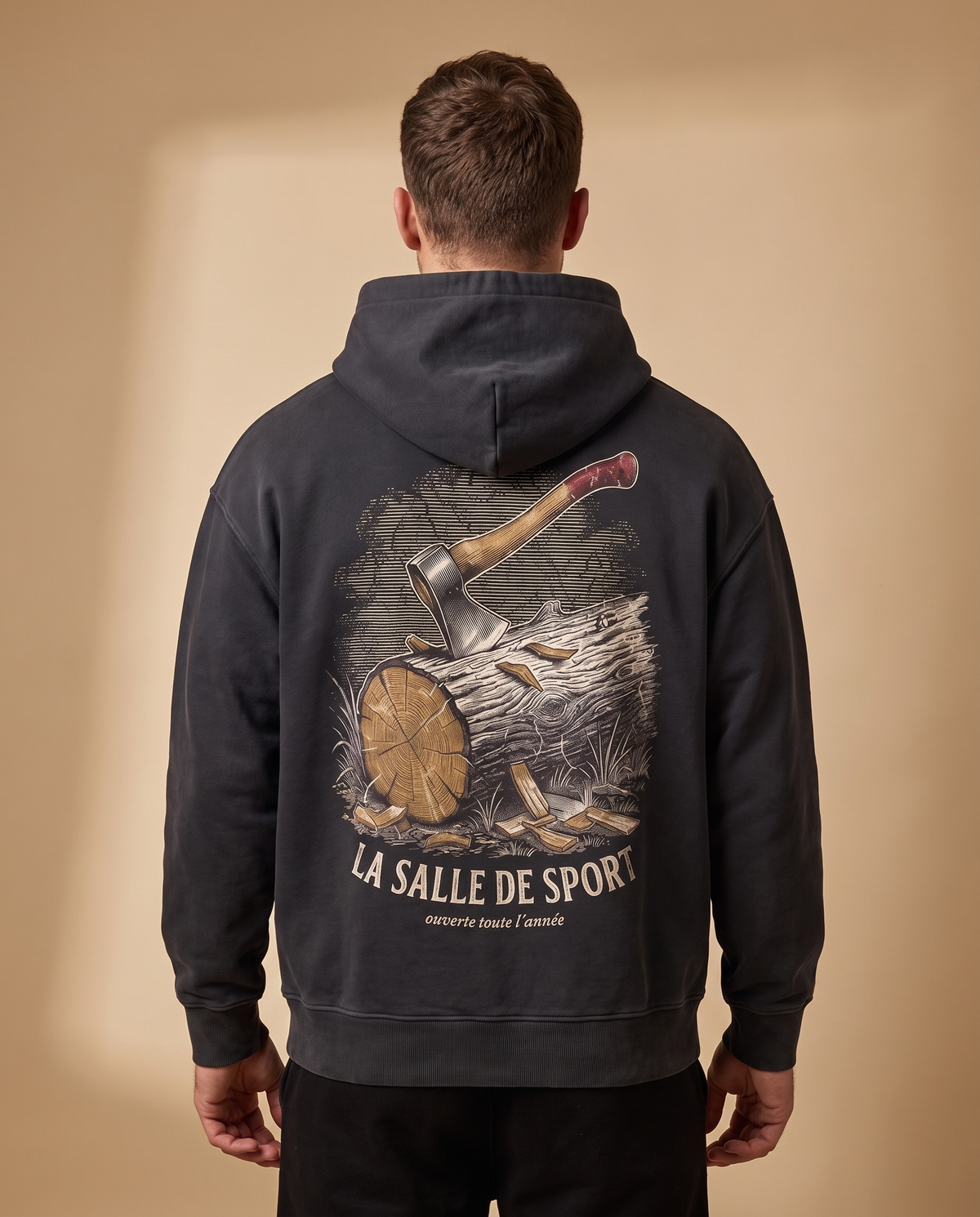 Hoodie lourd « La Salle de Sport » — noir délavé