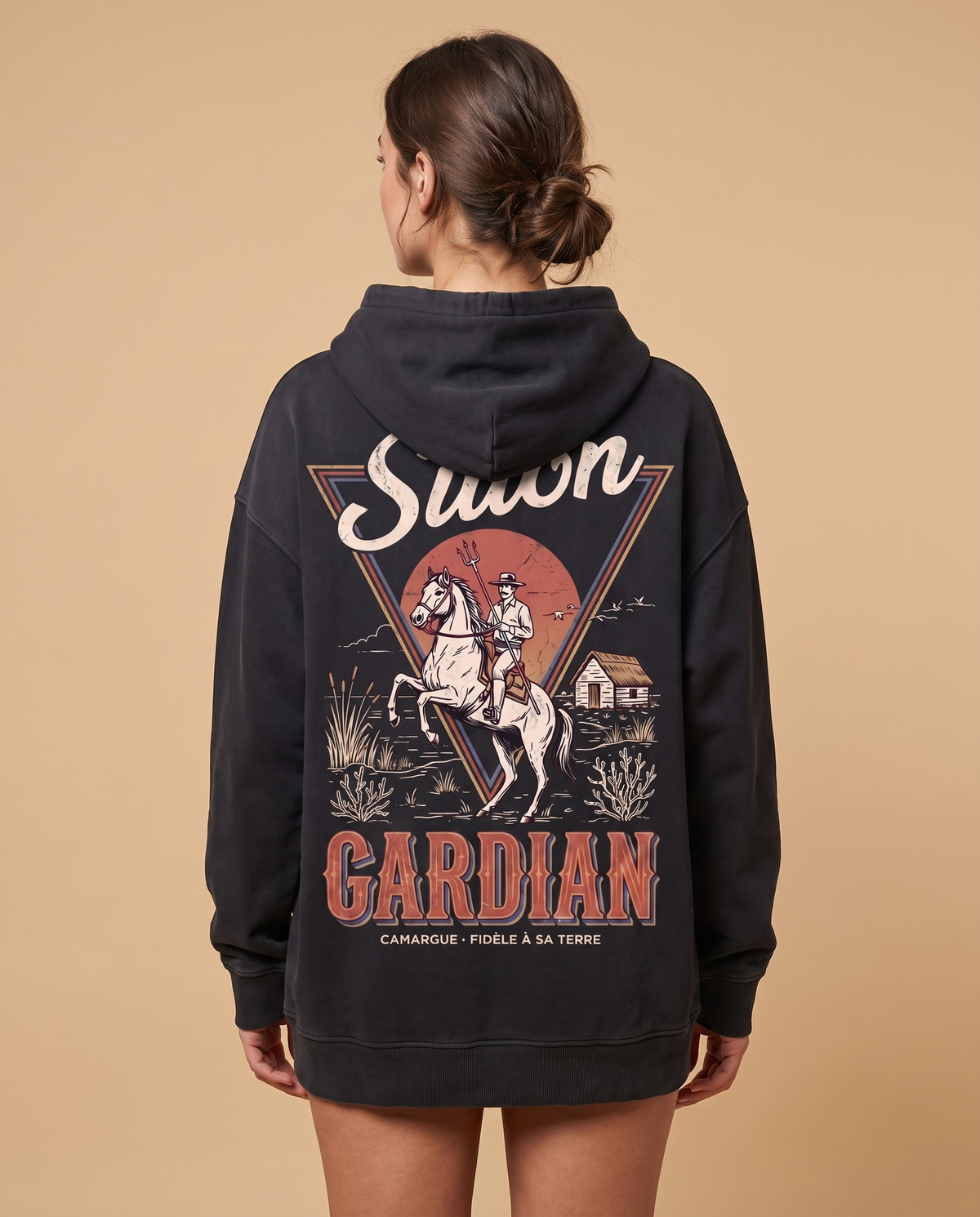 Hoodie lourd « L'Original Gardian » — noir délavé