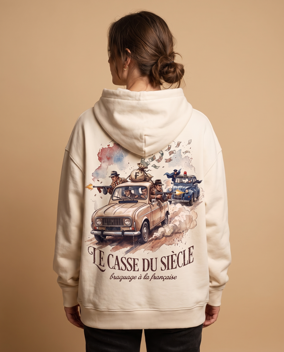 Hoodie lourd « Le Casse du Siècle » — écru