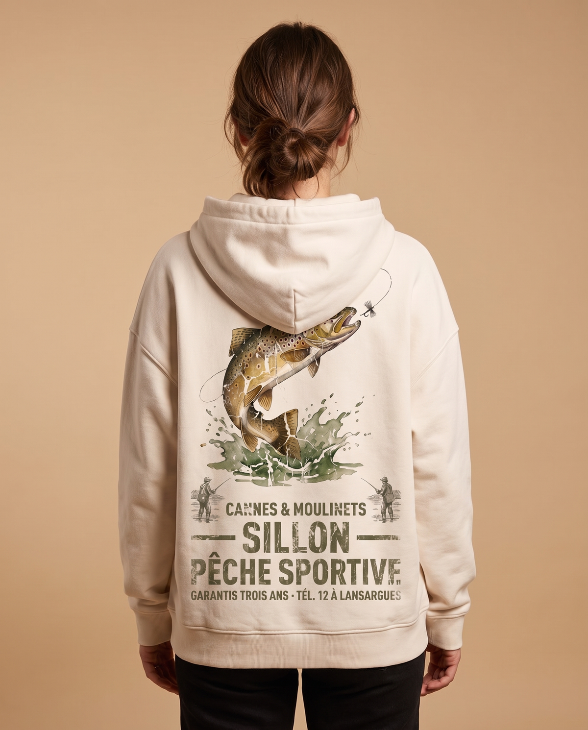 Hoodie lourd « Cannes & Moulinets » — écru