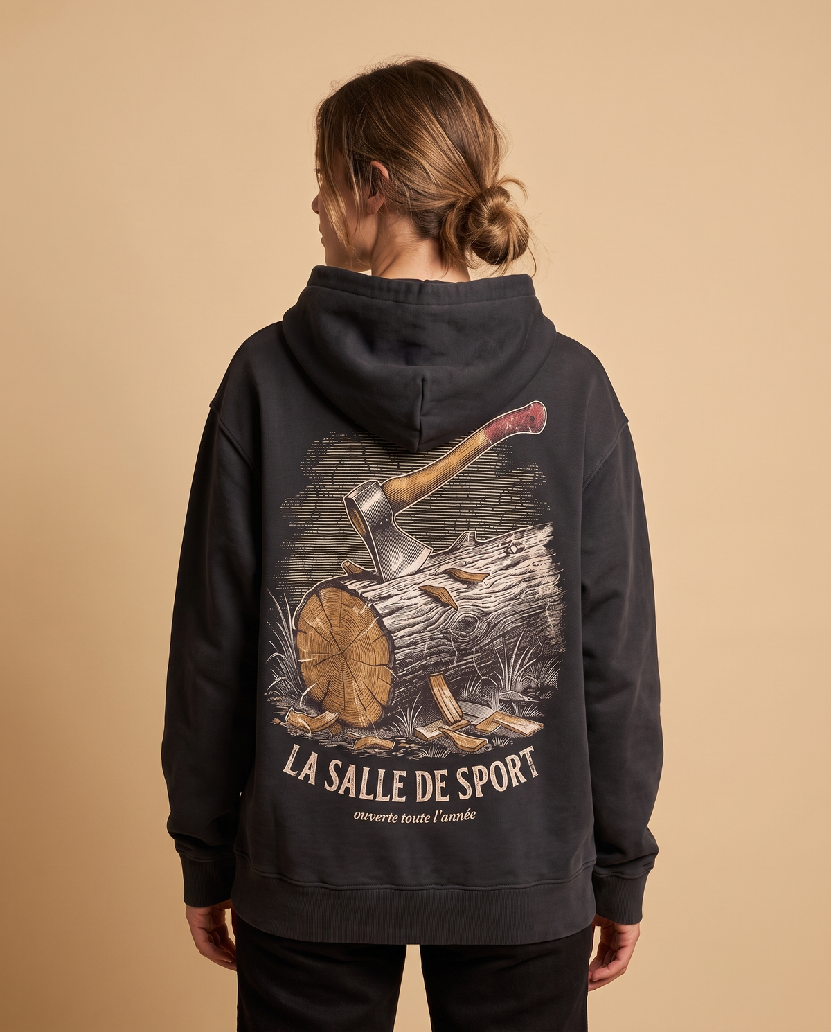Hoodie lourd « La Salle de Sport » — noir délavé