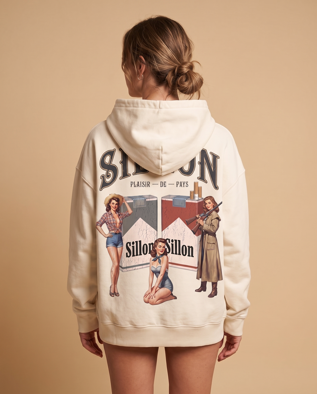 Hoodie lourd « Plaisir de Pays » — écru