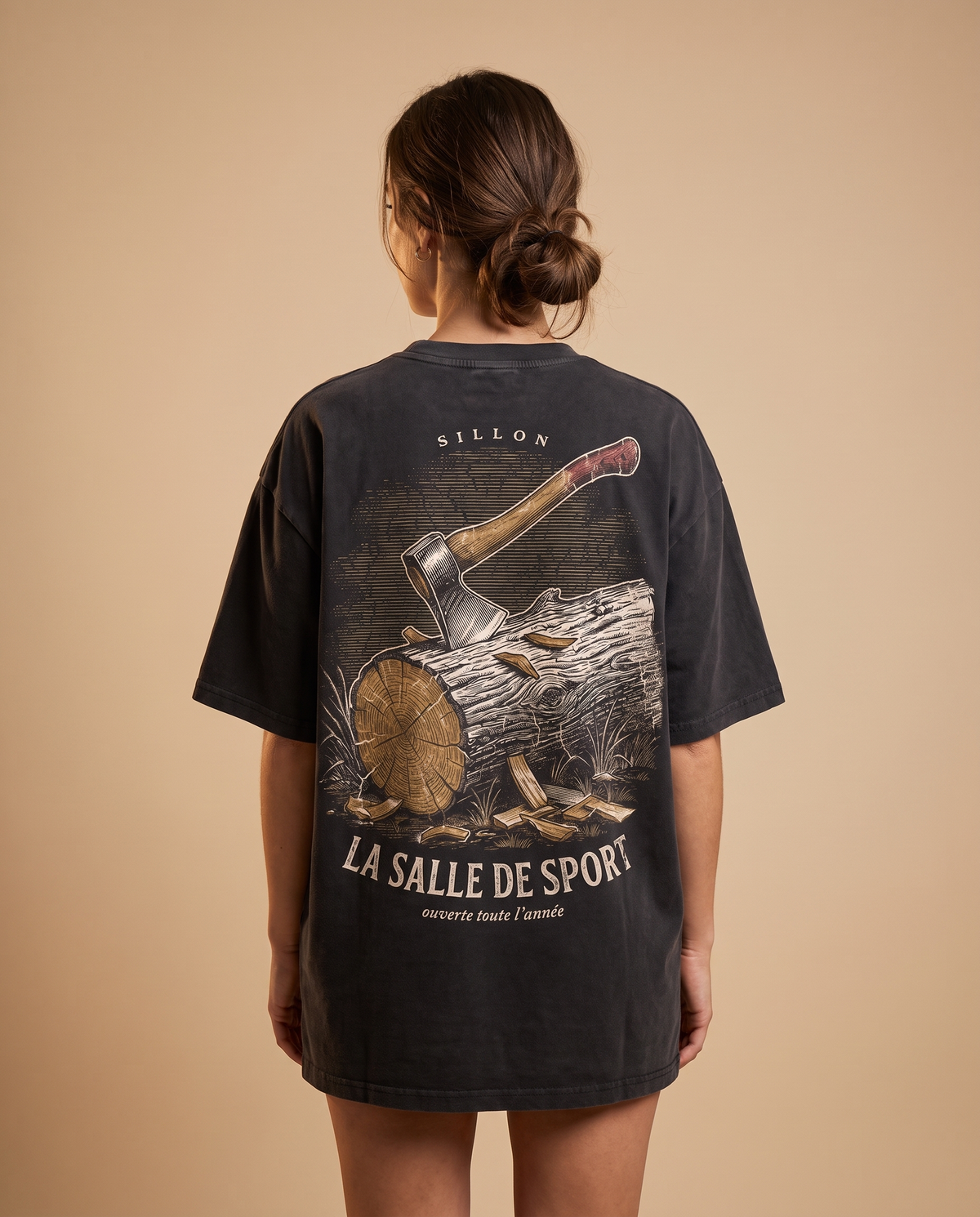 Tee lourd « La Salle de Sport » — noir délavé