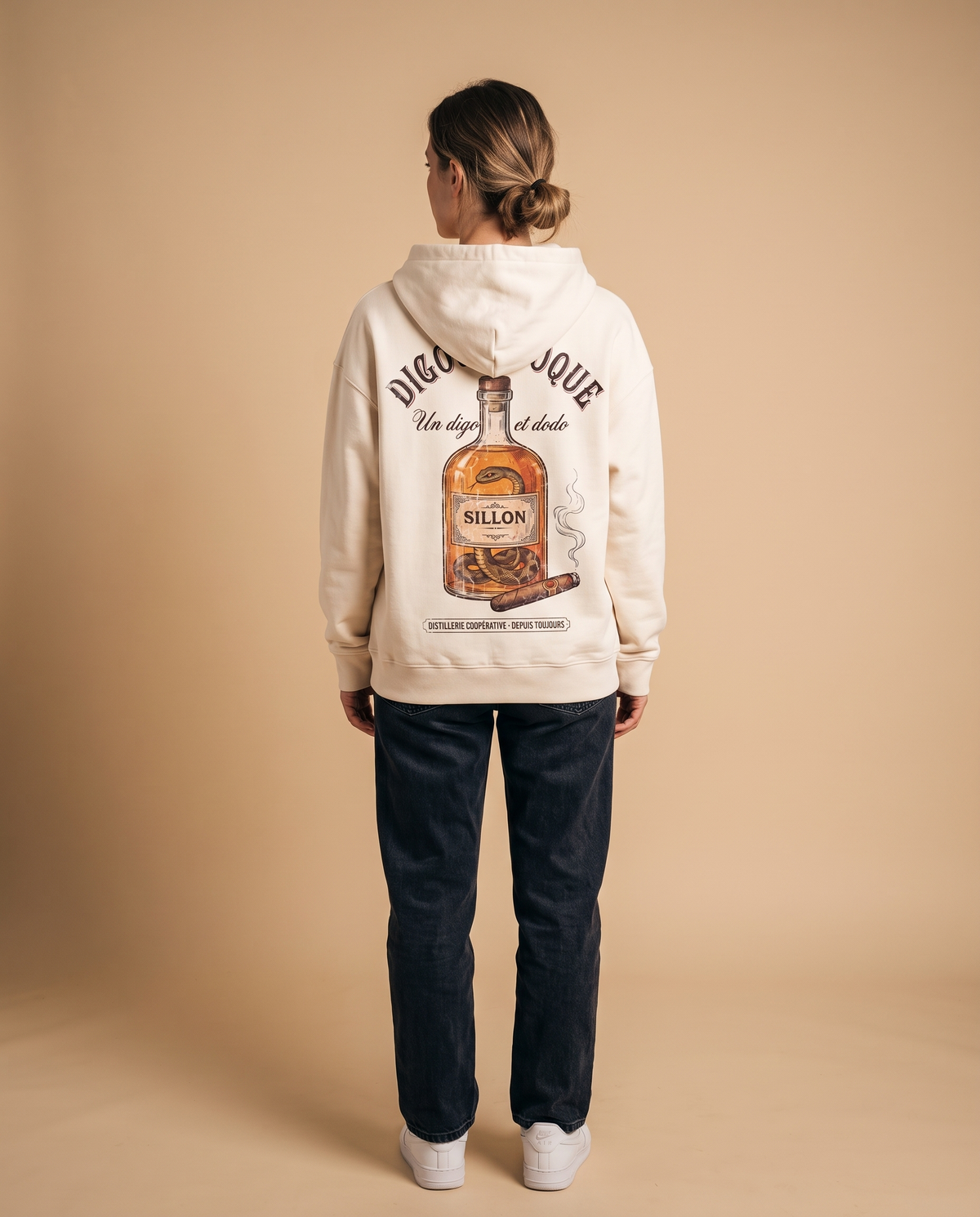 Hoodie lourd « Digo d'époque » — écru