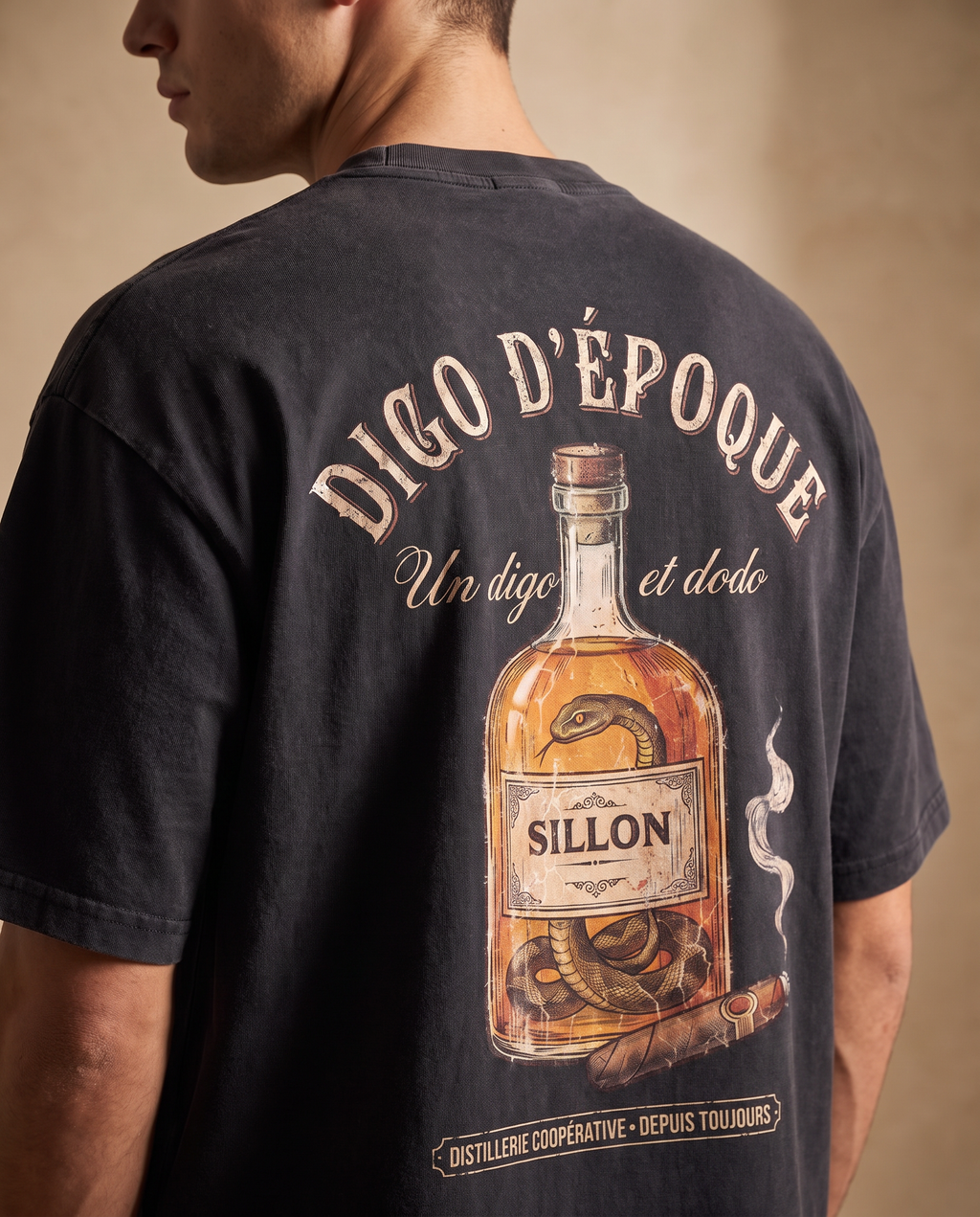 Tee lourd « Digo d'époque » — noir délavé