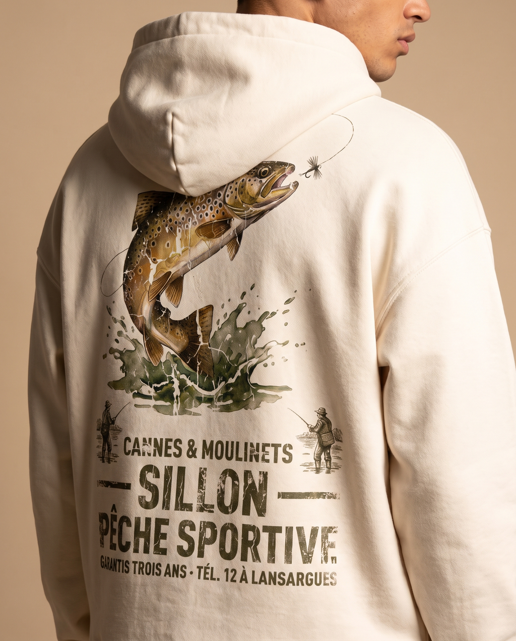 Hoodie lourd « Cannes & Moulinets » — écru