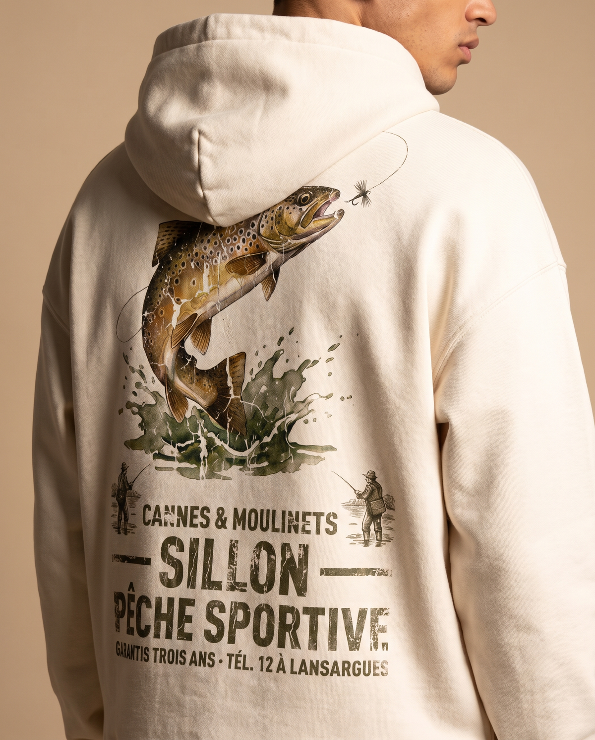 Hoodie lourd « Cannes & Moulinets » — écru