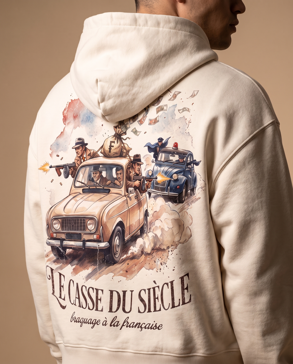 Hoodie lourd « Le Casse du Siècle » — écru
