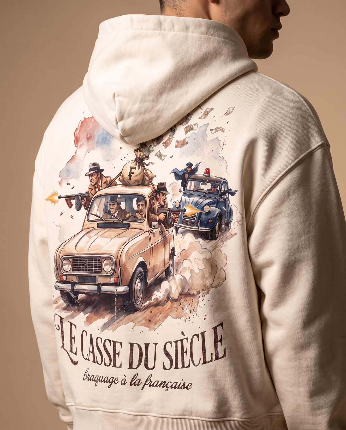 Hoodie lourd « Le Casse du Siècle » — écru