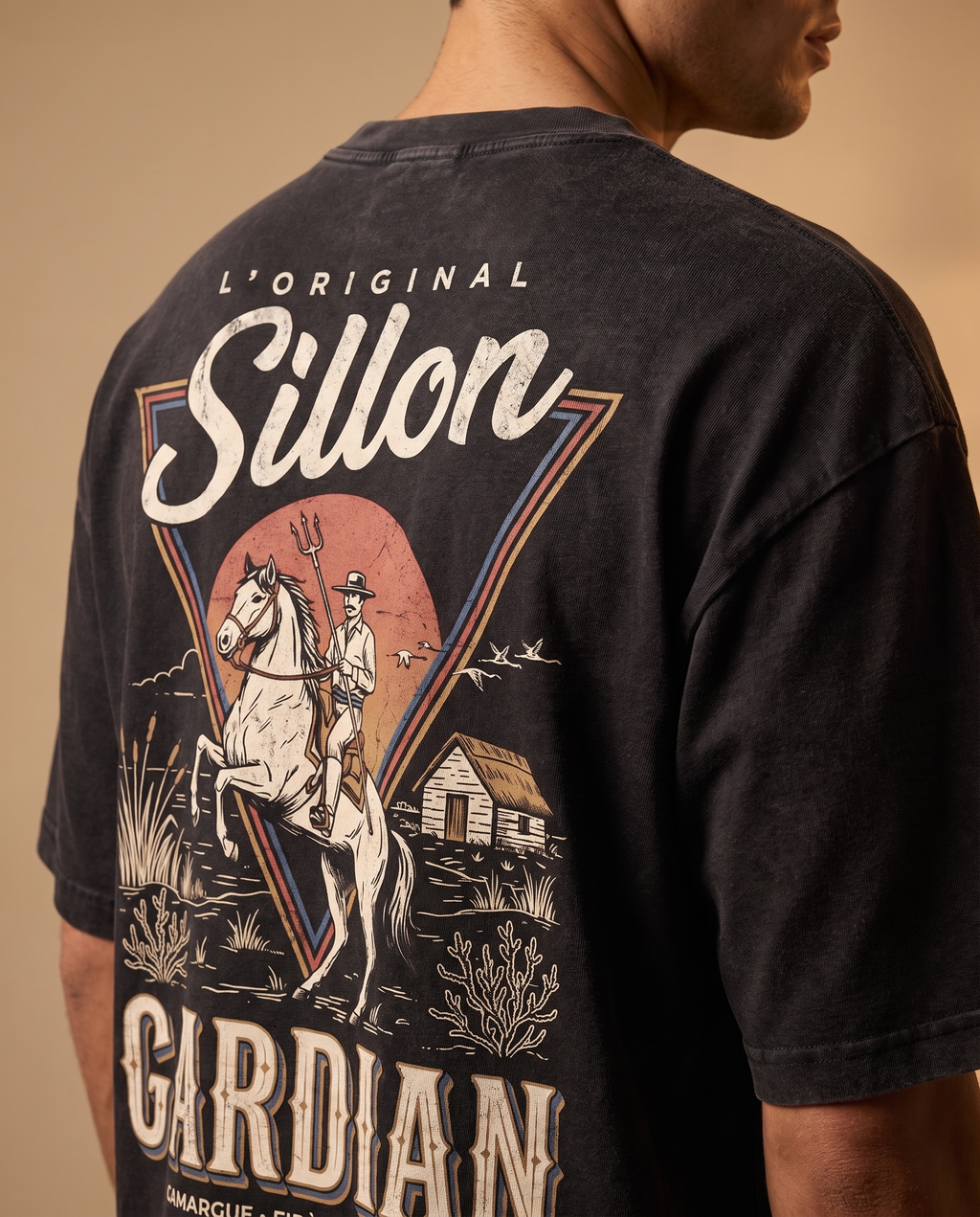 Tee lourd « L'Original Gardian » — noir délavé