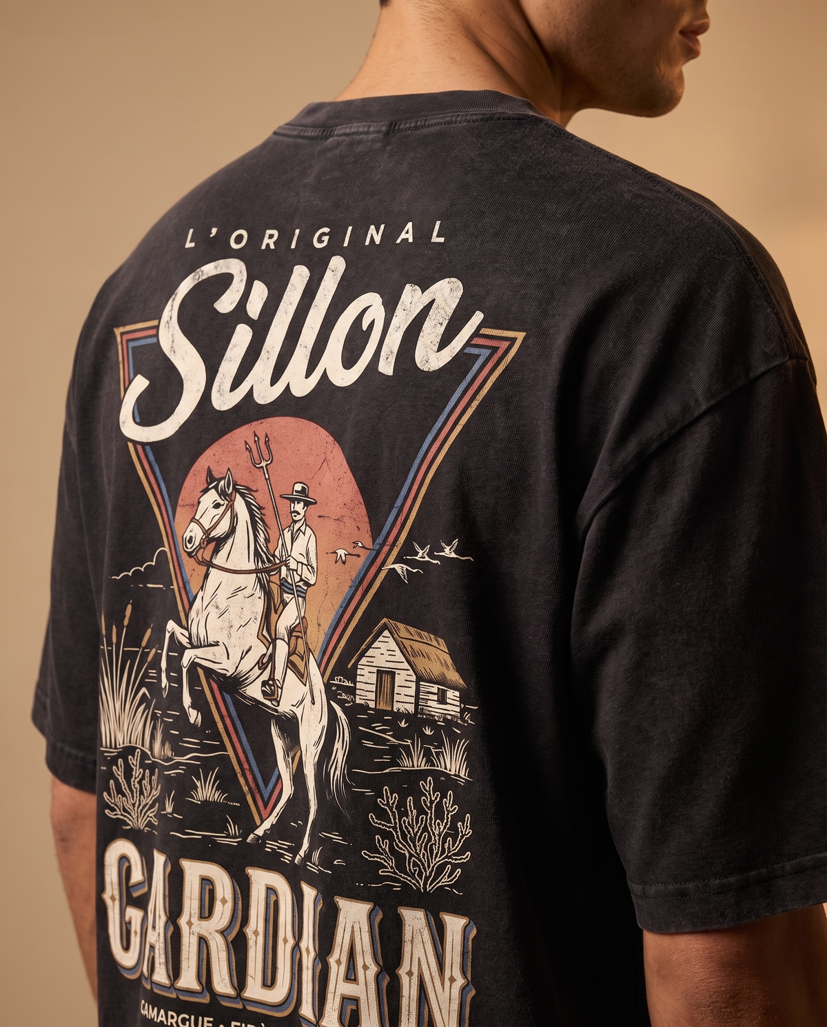 Tee lourd « L'Original Gardian » — noir délavé