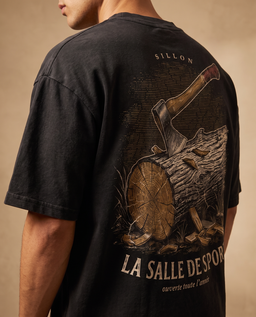 Tee lourd « La Salle de Sport » — noir délavé