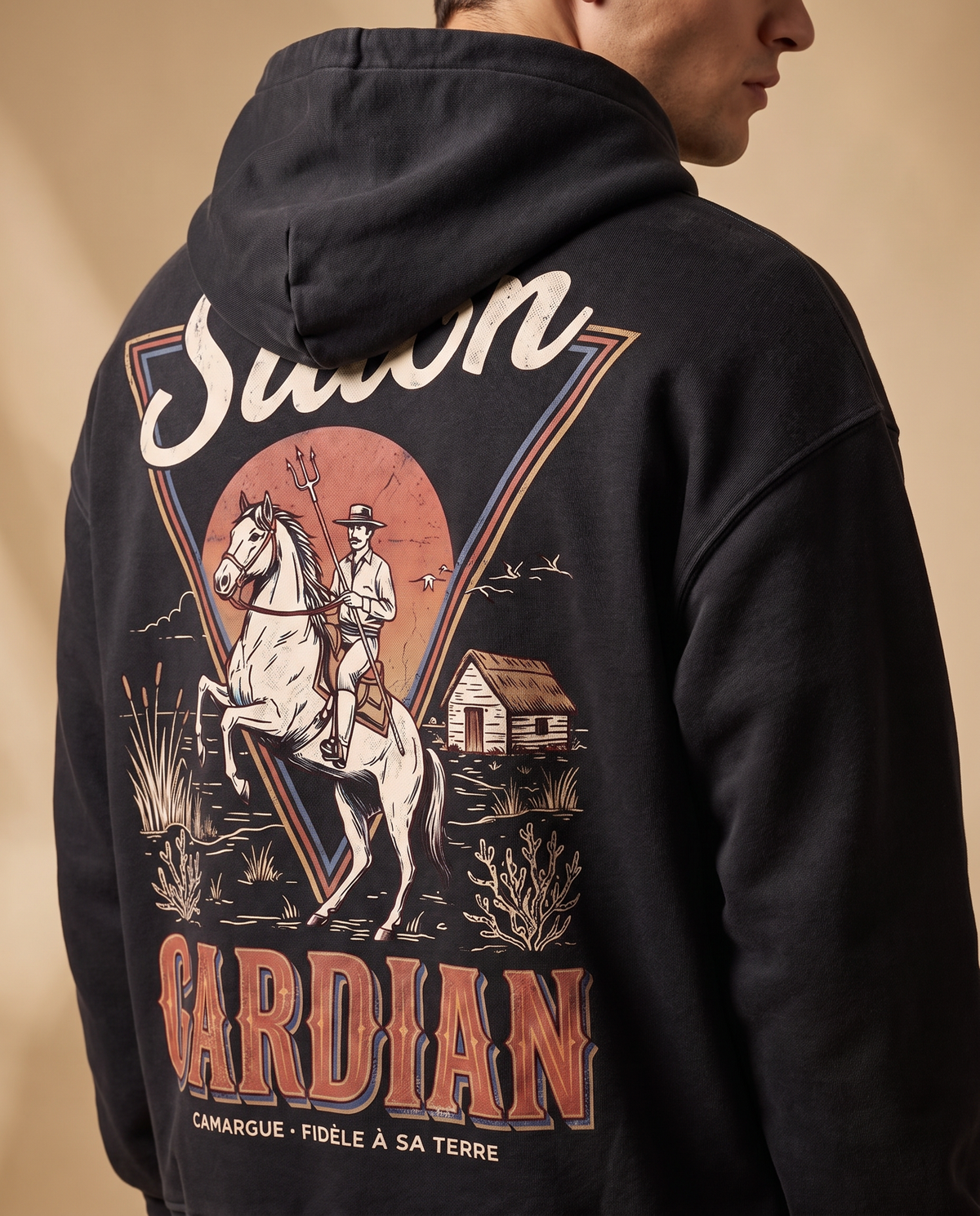 Hoodie lourd « L'Original Gardian » — noir délavé