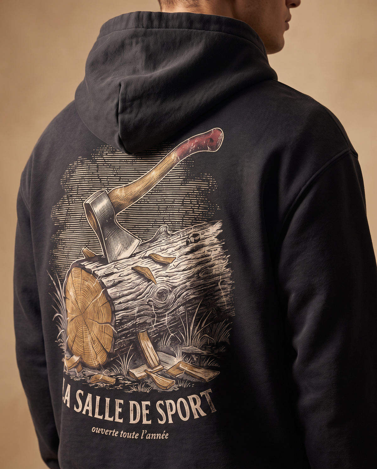 Hoodie lourd « La Salle de Sport » — noir délavé
