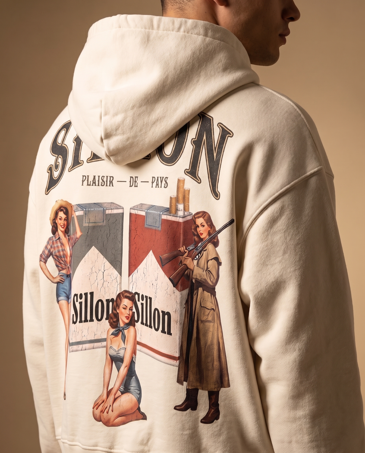 Hoodie lourd « Plaisir de Pays » — écru