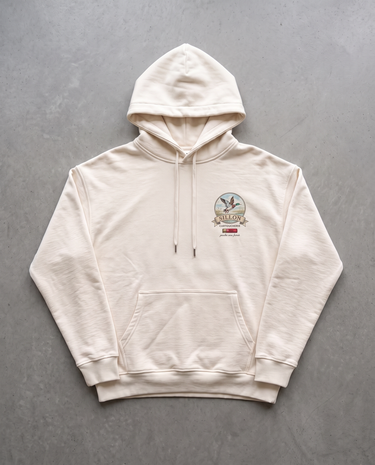 Hoodie lourd « Coup Double » — écru