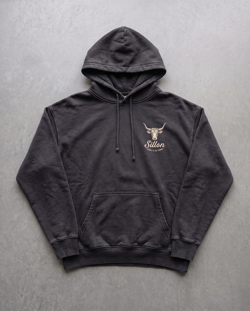 Hoodie lourd « Fidèle à sa terre » — noir délavé