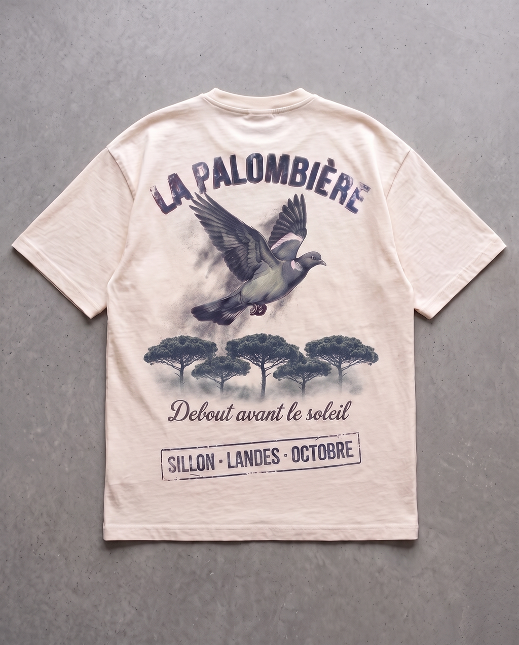 Tee lourd « La Palombière » — écru, dos