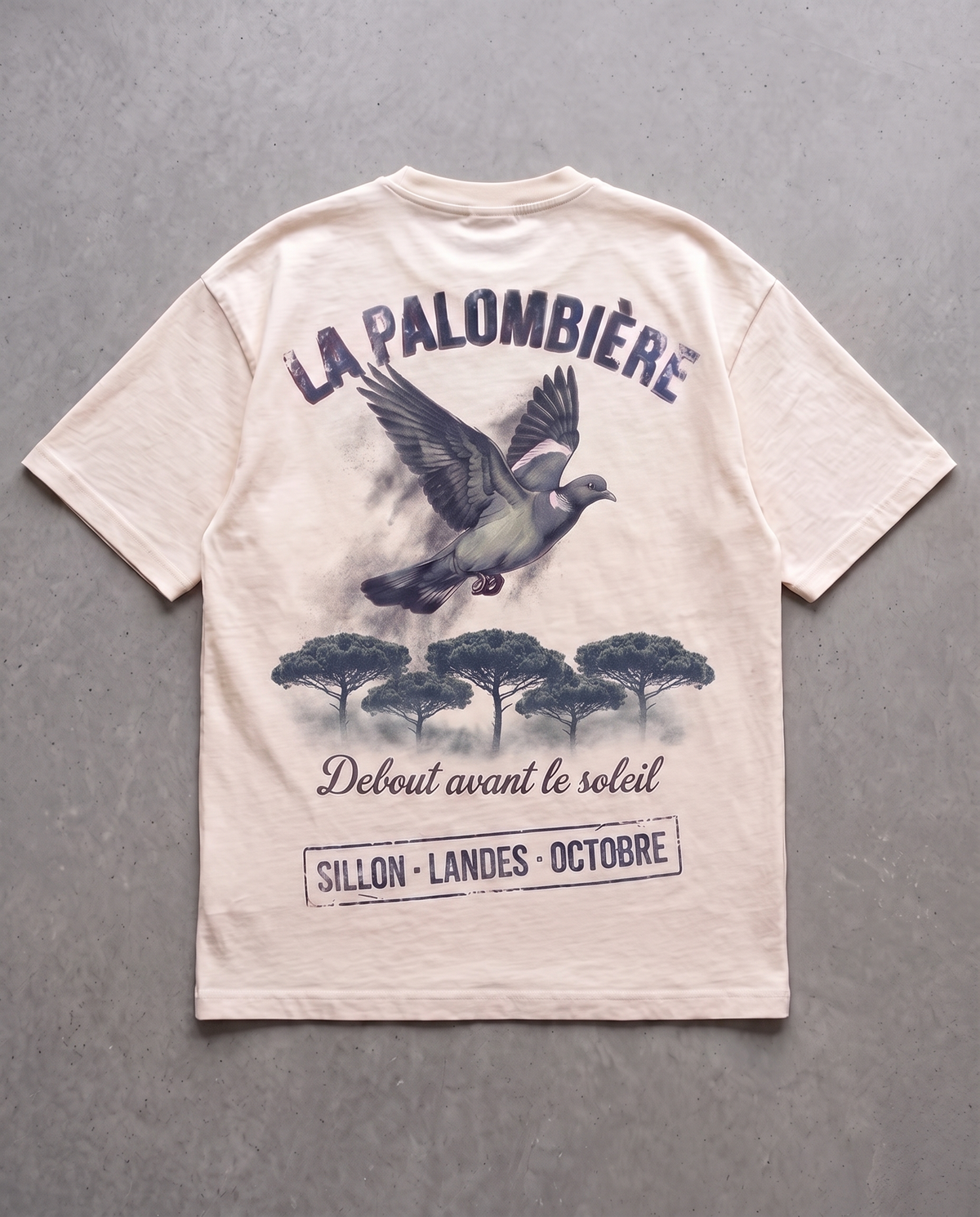 Tee lourd « La Palombière » — écru, dos