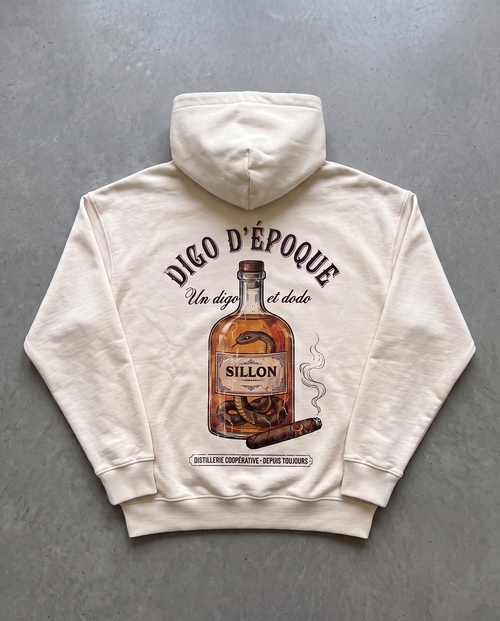 Hoodie lourd « Digo d'époque » — écru, dos