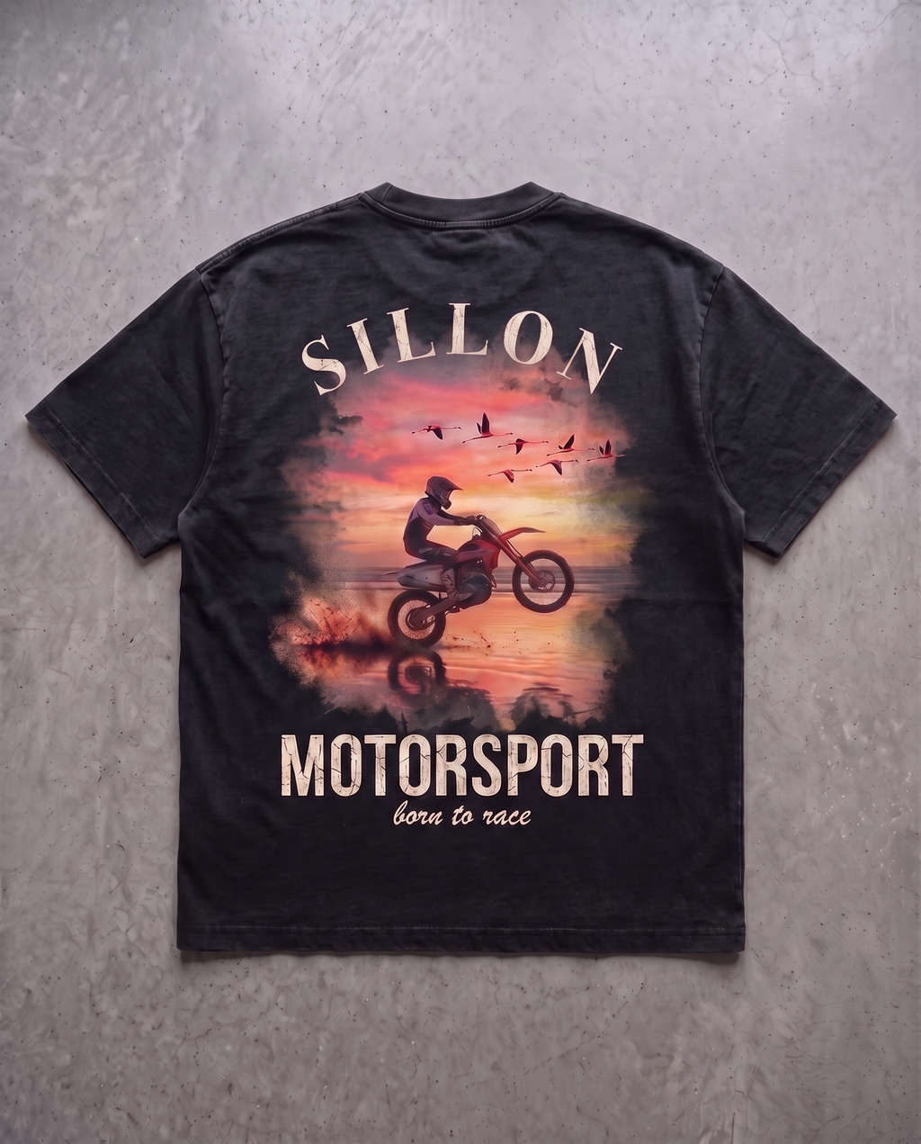 Tee lourd « Motorsport » — noir délavé