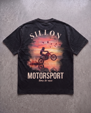 Tee lourd « Motorsport » — noir délavé