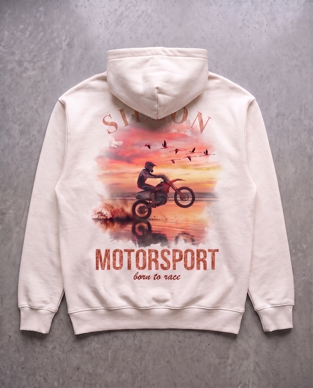 Hoodie lourd « Motorsport » — écru