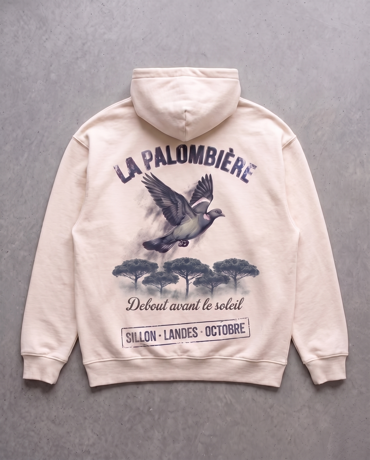 Hoodie lourd « La Palombière » — écru
