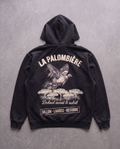 Hoodie lourd « La Palombière » — noir délavé