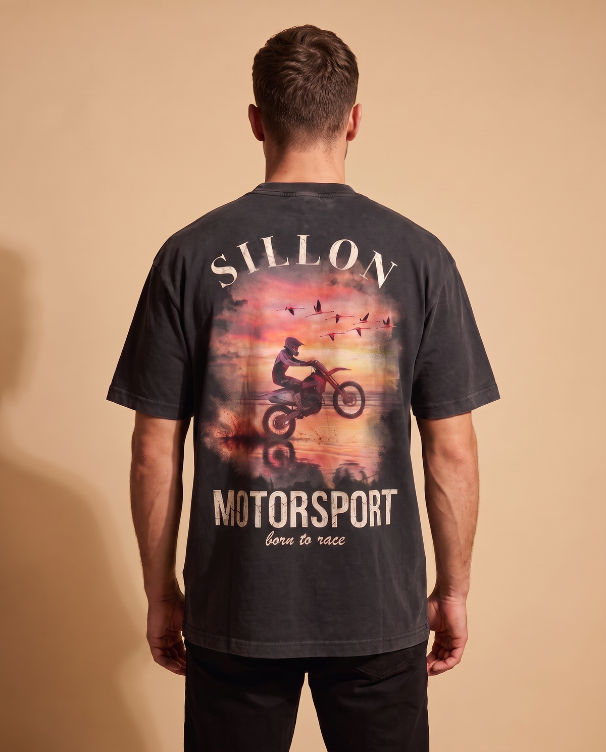 Tee lourd « Motorsport » — noir délavé