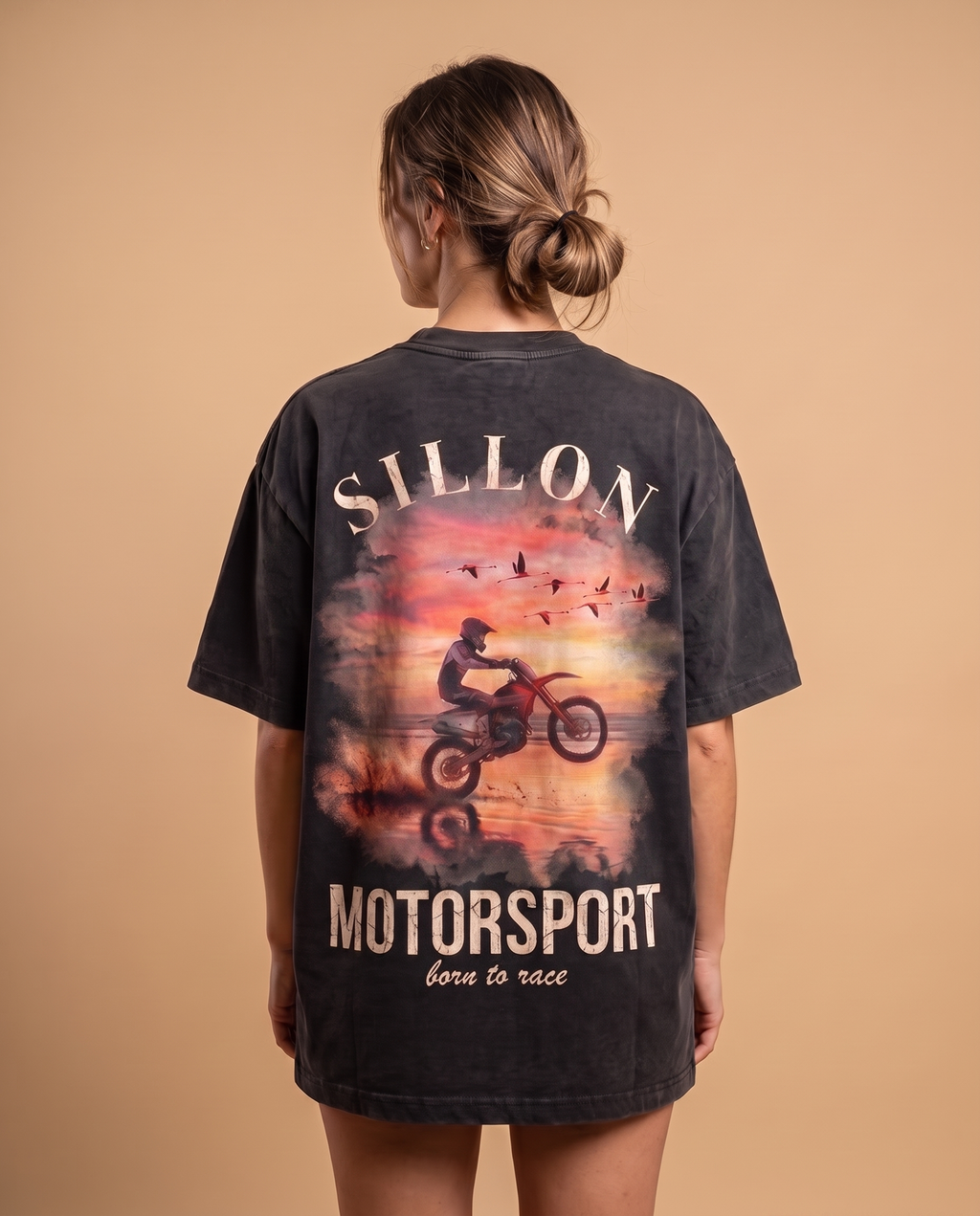 Tee lourd « Motorsport » — noir délavé