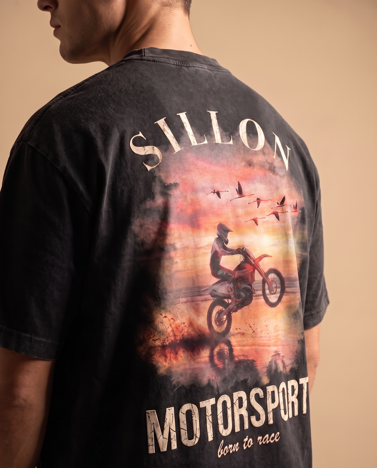 Tee lourd « Motorsport » — noir délavé