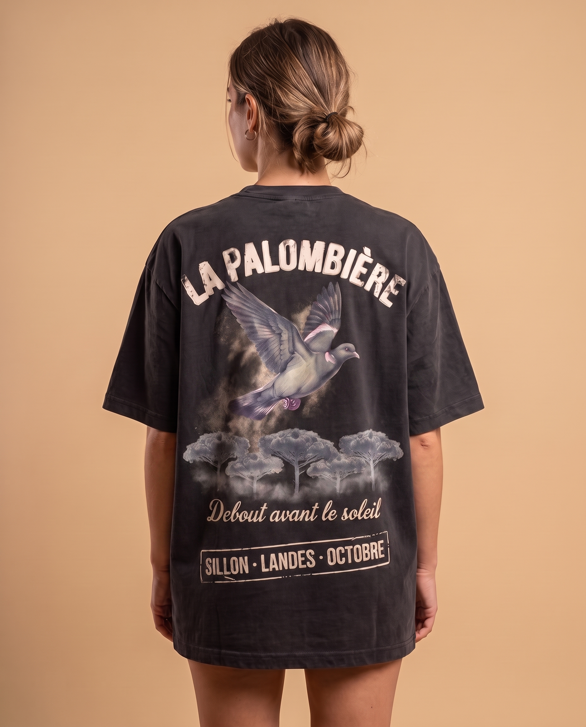 Tee lourd « La Palombière » — noir délavé