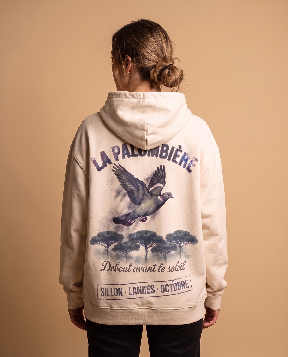 Hoodie lourd « La Palombière » — écru
