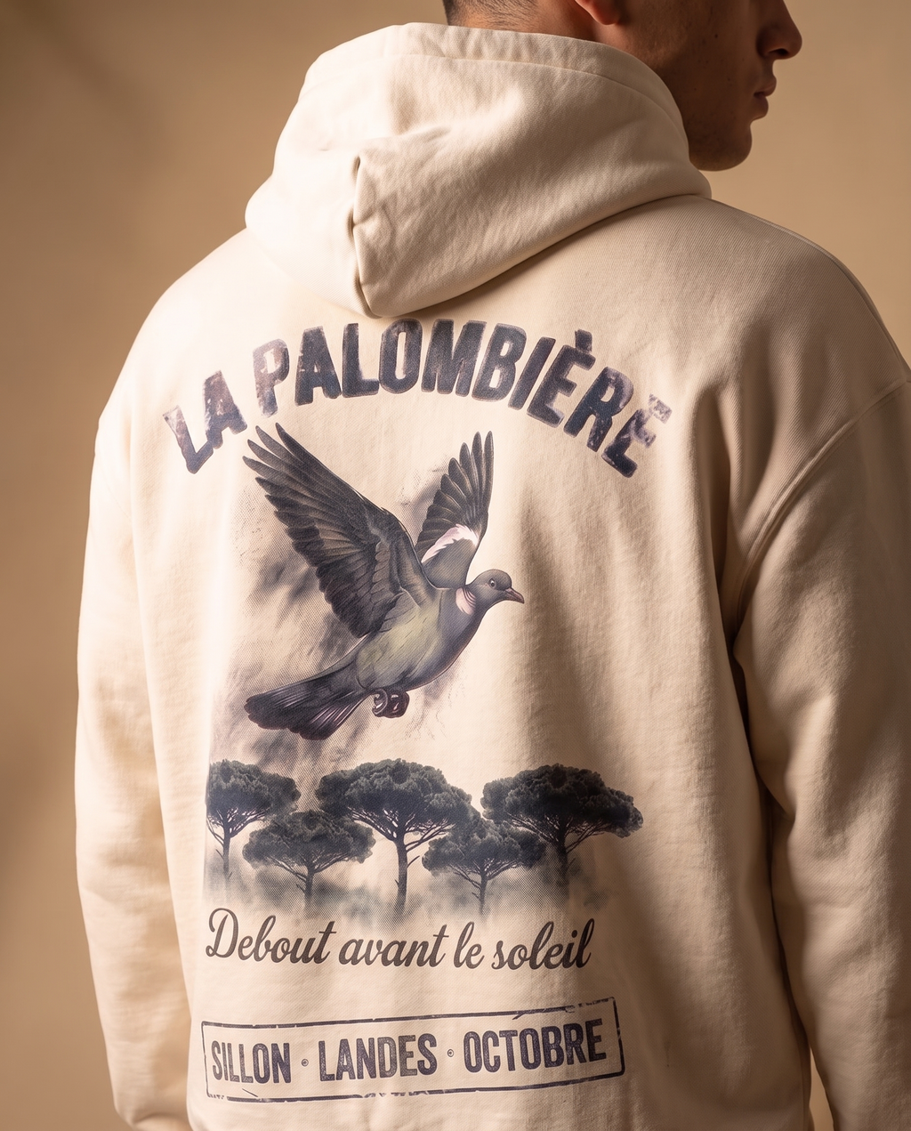 Hoodie lourd « La Palombière » — écru
