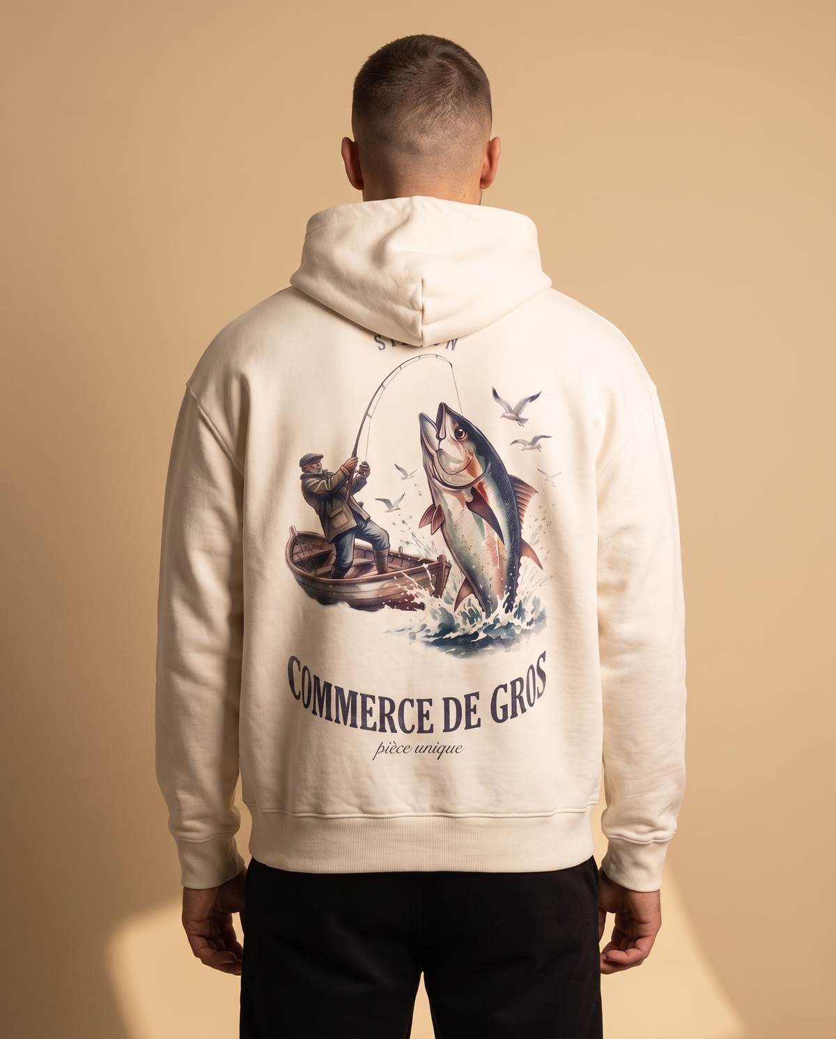 Hoodie lourd « Commerce de Gros » — écru