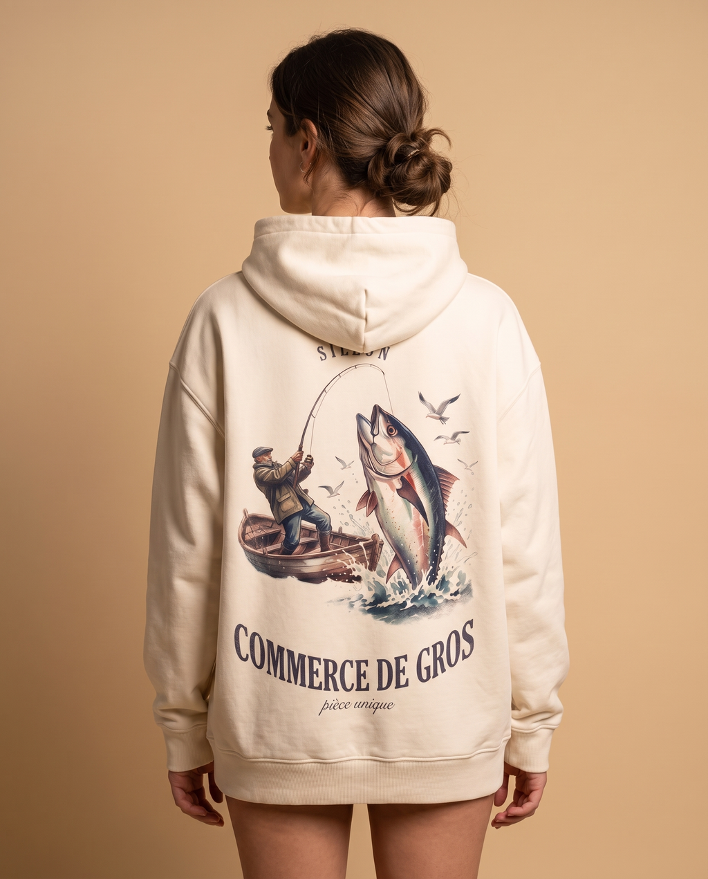 Hoodie lourd « Commerce de Gros » — écru