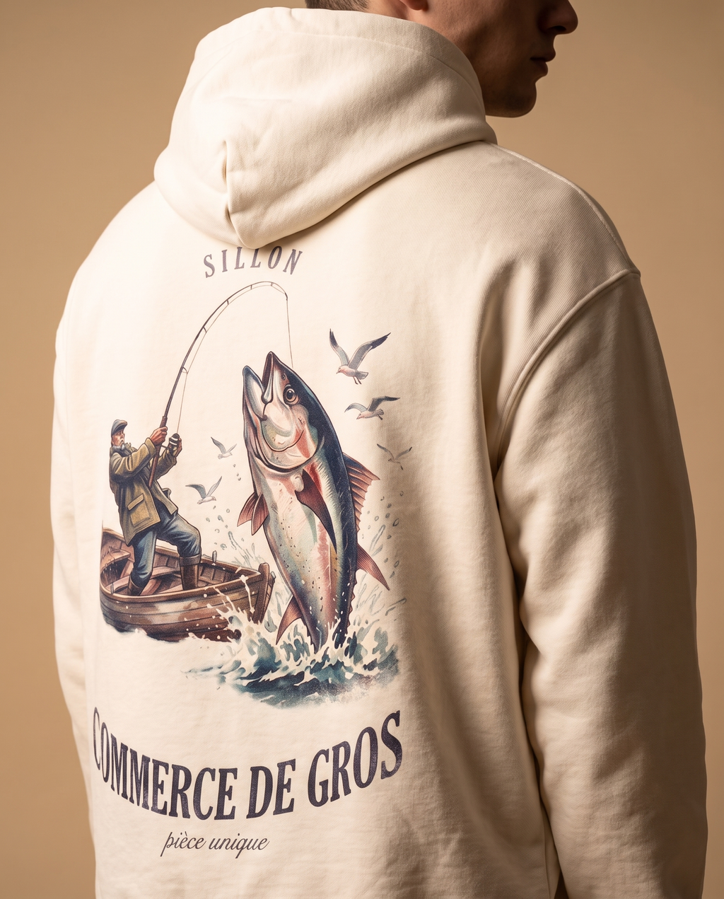 Hoodie lourd « Commerce de Gros » — écru