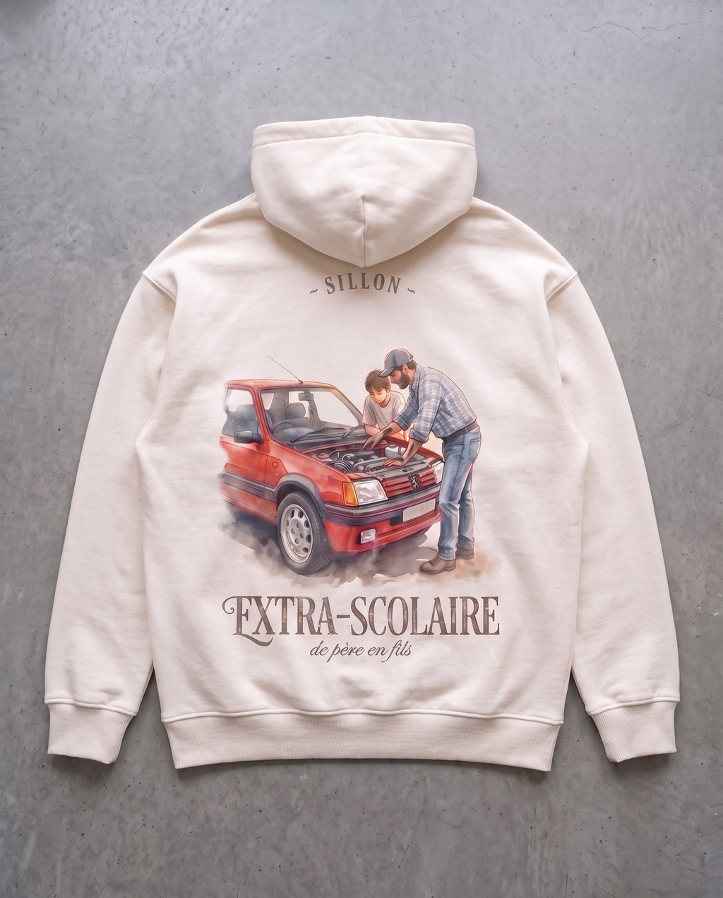 Hoodie lourd « Extra-scolaire » — écru