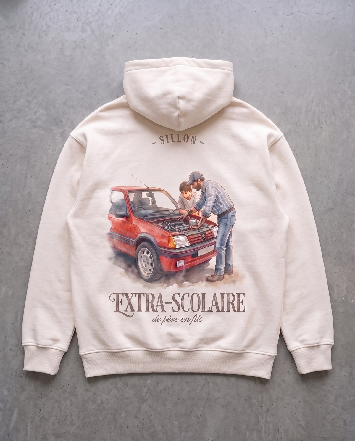 Hoodie lourd « Extra-scolaire » — écru